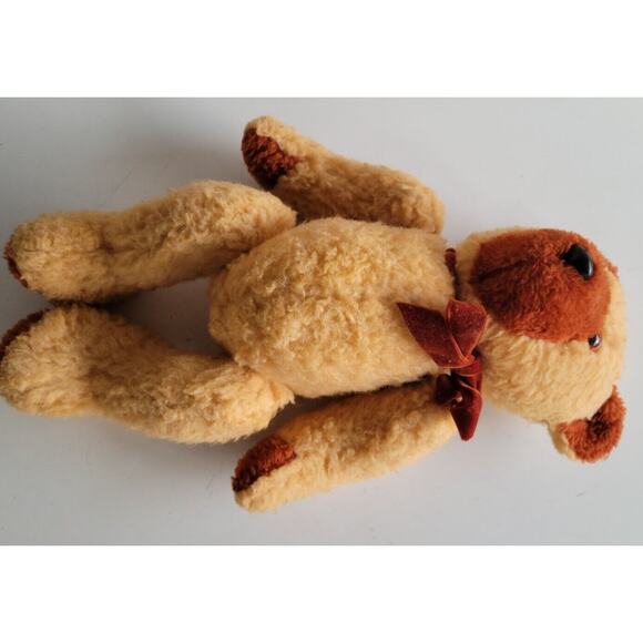 Vtg. Teddy Bear Jointed Head & Limbs Tan w/Rust Color Paws, Feet, Nose - Picture 2 of 9
